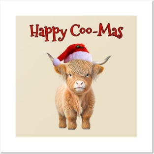 Happy Coo-Mas Highland Cow Posters and Art